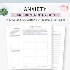 three sheets of paper sitting on top of each other with the words,'take control over it '