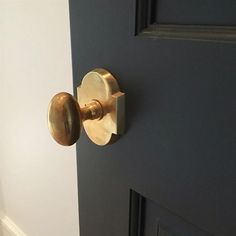 an open door with a brass handle on it