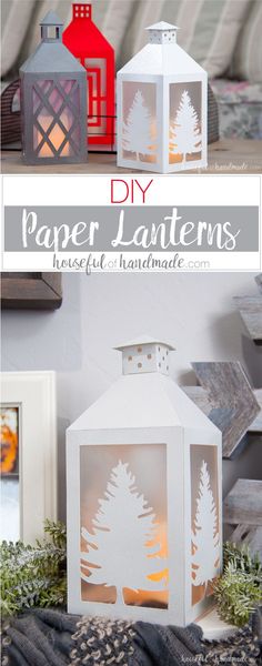 two paper lanterns with trees on them and the words, diy paper lanterns best out of handmade