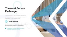 an advertisement for the most secure exchangeer, with two people sitting at a table