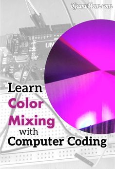 an image of a computer with the words learn color mixing with computer coder on it