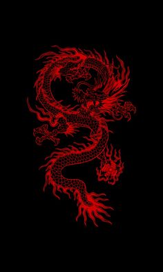 a red dragon on a black background