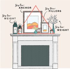 an image of a fireplace with instructions on how to put the fire place in it