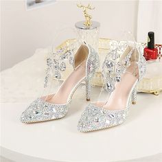 Category:Wedding Shoes,Pumps; Upper Materials:PU; Embellishment:Tassel; Heel Type:Stiletto; Gender:Women's; Toe Shape:Pointed Toe; Type:Bridal Shoes; Style:Elegant; Heel Height(inch):3-4; Outsole Materials:Rubber; Closure Type:Buckle; Listing Date:10/17/2022; Production mode:Self-produce; 2024 Trends:Glitter Crystal Sequined Jeweled; Foot Length:; Foot Width:; Size chart date source:Provided by Supplier.; US Size:null; UK Size:14.5; EU Size:50 All White Groom, Bejeweled Shoes, Wedding Shoes Pumps, Igbo Wedding, Crystal Wedding Shoes, Crystal Pumps, Tassel Shoes, Groom Shoes, Cinderella Wedding