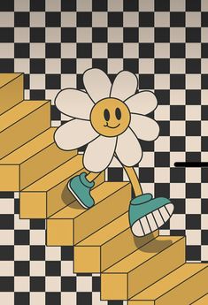 a drawing of a flower on the stairs