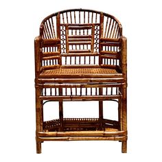 a chair made out of wood and wicker