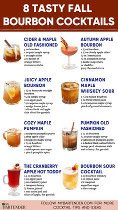 Fall Bourbon Cocktails Fall Drinks With Bourbon, Baileys Fall Drinks, Easy Fall Bourbon Cocktails, Fall Flavor Combinations, Sweet Bourbon Drinks, Winter Bourbon Drinks, Halloween Bourbon Cocktails, Fall Whiskey Drinks, Fall Bourbon Drinks