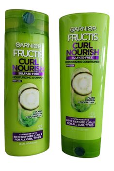 BRAND NEW / SET OF 2 Garnier Fructis Curl Nourish Paraben-Free Shampoo & Conditioner 12 & 12.5 oz With Elasto Protein plus Coconut Oil gently cleanses without stripping natural oils and provides intense nourishment for strong hair with smooth, frizz-resistant curls. Get 48 hour defined, frizz-resistance curls. Sulfate Free and Paraben Free rich formula that is designed for wavy hair (curl type 2), curly hair (curl type 3), and coily hair (curl type 4)! Cruelty Free Garnier Curly Hair Products, Curly Hair Shampoo And Conditioner Curls, Shampoo And Conditioner For Wavy Hair, Type 2 Curly Hair, Hair Curl, Garnier Fructis, Shampoo For Curly Hair, Hair Supplies, Moisturizing Conditioner