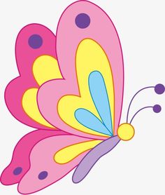 a pink and yellow butterfly with dots on it's wings