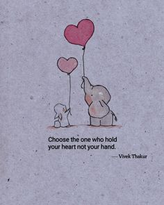 an elephant holding a heart shaped balloon with a dog on the other side and a quote about love