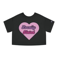 If you love Y2K inspired graphic tees try out our new "Locally Hated" graphic slogan tee! This is made of 100% cotton. Size down for a tighter fit like the OG 2000s girlies; Paris Hilton and Lindsay Lohan. We ship worldwide! Please keep in mind that shipping time varies on location. These graphic tees are a perfect gift for the person with a passion for fashion! .: 100% cotton jersey .: Medium fabric (7.0 oz /yd² (240 g/m .: Modern cropped fit .: Sewn-in label .: "C" logo on the left sleeve for Streetwear Cotton Cropped T-shirt With Letter Print, Cotton Cropped T-shirt With Letter Print For Streetwear, Pop Culture Slogan Tops With Relaxed Fit, Relaxed Fit Slogan Tops For Pop Culture, Trendy Heart Graphic T-shirt For Streetwear, Relaxed Fit Heart Graphic Tops For Streetwear, Pink Heart Graphic T-shirt For Streetwear, Graphic Tee With Slogan For Fan Merchandise, Slogan Cropped T-shirt With Relaxed Fit For Streetwear