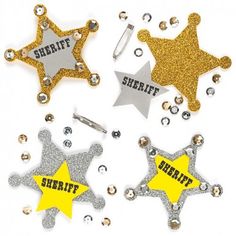 three star shaped badges with the words sheriff and sheriff on them