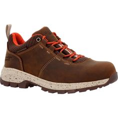 This Eagle Trail women's waterproof oxford, by Georgia Boot, is lightweight, packed with comfort, and crafted in a brown full-grain leather. The Georgia Waterproof System in this lace-up shoe is guaranteed to keep feet dry. An additional set of brown laces are included. Inside feet rest upon a removable polyurethane foam insole for all-day comfort. Below the insole is a fiberglass shank for durability, and a proprietary heat, oil, chemical, abrasion, and slip-resisting Carbo-Tec Rubber outsole w Georgia Boots, Chelsea Rain Boots, Closed Toe Shoes, Trending Boots, Round Toe Heels, Polyurethane Foam, Work Shoes, Boot Shop, Western Boots