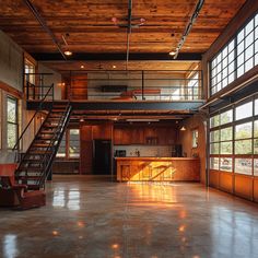 Garage Shop Loft, Garage Loft House, Loft Garage House, Garage Lofts Ideas, Loft Garage Ideas, Garage With Mezzanine, House With Shops On Ground Floor, Garage To Office Conversion, Above Garage Apartment Interior