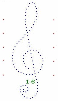 an image of the number 16 on a sheet of paper with dotted lines and dots