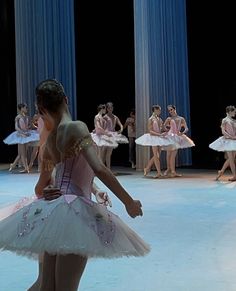 a group of ballerinas in tutu and leotards performing on stage