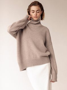 SkuCY-!111934MaterialCovering Yarn , Knitting StyleLoose , Long Sleeves FeatureSolid Color NecklineHigh-neck OccasionCasual , Simple SeasonsAutumn , Winter TypeSweater Tops ColorBLUE,WHITE,GREEN,KHAKI,YELLOW,FUSCHIA,DEEP GRAY,LOTUS PINK,LIGHT GRAY,LIGHT APRICOTSizeS,M,L Please consult the size chart we provide for this item's measurements to help you decide which size to buy.Please note: There may be 1-3cm differ due to manual measurement.CMINCHBustShoulderSleeveTop LengthS116605161-65M120615262 Neutral Knitted Winter Tops, Neutral Knitted Tops For Winter, Knitted Neutral Tops For Winter, Beige Fine Knit High Neck Sweater, Beige High Neck Fine Knit Sweater, Classic Neutral Tops For Winter, American Sweater, Loose Knitwear, Green Turtleneck Sweater