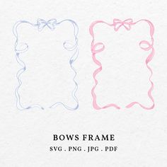 two frames with bows on them are drawn in pastel pencils, and the text below reads bowls frame svg, png, jpg,