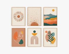 six art prints in different shapes and sizes