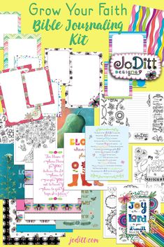 a collage of bible journaling pages with the words grow your faith on them