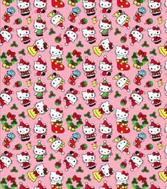 hello kitty christmas pattern on pink background