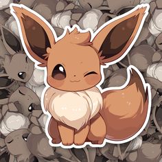 Chibi Eevee Sticker - Turbo Vinyl Kawaii Pokemon Stickers, Pokemon Stickers Printable Free, Pokemon Stickers Printable, Eve Pokemon, Fox Chibi, Pokemon Printables, Draw Chibi, Pokemon Painting, Cute Drawlings