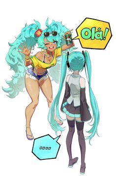 Brazilian Miku, Turquoise Hair, 영감을 주는 캐릭터, Cute Art Styles, Beach Vibes, Sketchbook Art Inspiration