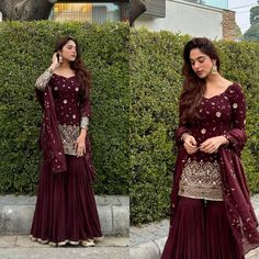 SALWAR KAMEEZ PAKISTANI INDIAN WEDDING PARTY WEAR DRESS BOLLYWOOD SUIT SHARARA | eBay Sharara Designs Party Wear, Palazzo Styles, Sharara Suit Designs, Long Skirt Top Designs, Wedding Salwar Suits, Bollywood Suits, Punjabi Suits Designer Boutique, Saree Bollywood