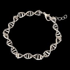 DNA bracelet Dna Bracelet, Dc Jewelry, Moon Phases Bracelet, Doctor Jewelry, Meteorite Necklace, I Love Science, Molecule Necklace, Science Jewelry, Simple Silver Jewelry