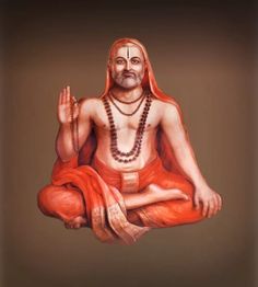 a painting of a man sitting in the middle of a meditation pose with his hands together