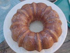 a bundt cake sitting on top of a white plate