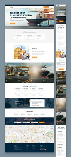 the website design for shipping company