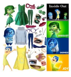 the inside out movie poster with characters and accessories