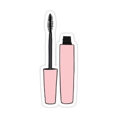 two mascaras sticker on a white background, one is black and the other is pink