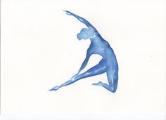 a watercolor painting of a person doing a yoga pose with their arms extended in the air