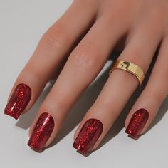 A deep, yet vibrant red glitter Ruby Slippers is an incredible shade, a must have for party season. Gel colour system UV and LED curable Soak off Highly pigmented Long lasting wear Silky smooth application Vegan & Cruelty Free Use with a TWENTY™ base coat and top coat to ensure the gel application is complete. One 18ml bottle achieves up to 85 sets. FOR PROFESSIONAL USE ONLY. Colour Representation: We work hard to ensure the colour shown on screen matches the product as closely as possible. Howe Red Glitter Christmas Nails, Red Sparkle Nails, Red Sparkly Nails, Red Glitter Nails, Ruby Nails, Gel Application, Red Nails Glitter, Mauve Nails, Colour Representation