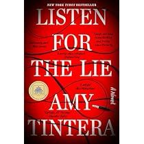 a book cover with the title listenen for the lie, and an image of a red