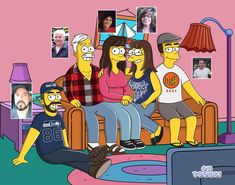 the simpsons family is sitting in their living room