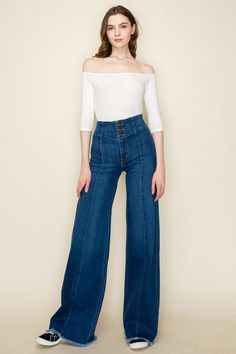 Front seam detailing high Waist Vintage Flare Wide Leg jeans Super soft and stretch denim fabric *Measurements for size 26Rise: 11 1/2 inRegular Inseam: 33inMade In: USAFabric Contents: 98% CTN 2% SPAN Mid-rise Flare Jeans With Contrast Stitching In Medium Wash, Mid-rise Denim Flare Jeans With Seam Detailing, Fitted Dark Wash Flare Jeans With Contrast Stitching, High-rise Cropped Denim Jeans With Contrast Stitching, High Rise Cropped Jeans With Contrast Stitching, High Rise Cropped Denim Jeans With Contrast Stitching, Mid-rise Dark Wash Pants With Contrast Stitching, High Rise Dark Wash Flare Jeans With Seam Detailing, Spring Denim Blue Flare Jeans With Seam Detailing