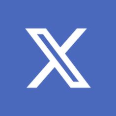 the letter x is shown in white on a blue background with an arrow at the bottom