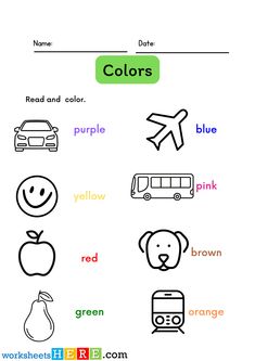 worksheet for kids to learn colors