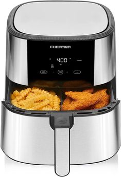 an image of a food dispenser that is full of fried chicken and macaroni