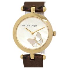 Van Cleef & Arpels Ladies Wristwatch, Lady Arpels Papillon, 18K Gold, MOP (Mother of Pearl) Dial and Diamonds. Strap and 18K gold clasp also original VCA. Strap with signs of wear. Includes original case and certificate of authenticity from our company. Vancleefarpels Watch, Van Cleef & Arpels, Van Cleef And Arpels, Van Cleef Arpels, Gold Butterfly, Van Cleef, Women Wrist Watch, Mother Of Pearl, Wrist Watch