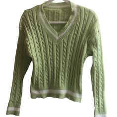 Nwt Super Cute Thick Knit Sweater Pastel Green/ White Olive Green Knit Sweater, Thick Knit Sweater, Green Knit Sweater, Sleeveless Sweater Vest, Blue Knit Sweater, Linen Sweater, Stripe Long Sleeve, Black Knit Sweater, Madewell Sweater