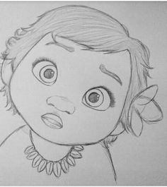 a pencil drawing of a child's face with big eyes and a collar around his neck