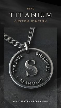 Custom necklace for Men, handcrafted 3D engraved custom titanium necklace with your own words or design. Custom Pendant, Titanium Jewelry, Custom Pendants, Jewelry For Men, Own Logo, Gifts For Men, Idaho