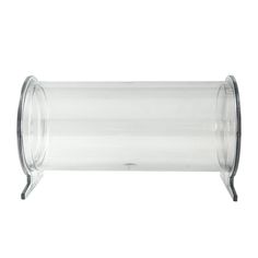 a clear plastic container on a metal stand