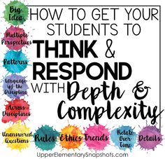 Depth and Complexity Critical Thinking Books, Academic Conversations, Visible Thinking, Planning School, Ap Lang, Bloom's Taxonomy, Differentiated Learning, Mindset Activities