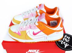 Pink And Orange Shoes, Nike Dunk Low Disrupt 2, Swag Sneakers, Nike Dunk Low Disrupt, Nike Products, Custom Sneakers Diy, Pink Nike Shoes, Girly Pop, 16 Birthday