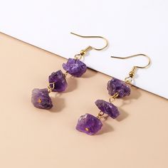 PLEASE NOTE: Our crystal stones are natural minerals and each crystal is unique. The internal ice cracks, pits, mineral points, and color differences of natural crystals are all formed naturally and are normal phenomena, which will not affect the efficacy, beauty and value of the crystal at all.Amethyst has long been treasured as a stone of meditation, peace, sobriety and harmony. In crystal healing, amethyst is often used when working to overcome grief and loss. It's believed to promote peacefu Crystal Stones, Natural Minerals, Online Earrings, Gorgeous Earrings, Natural Crystals, Quality Jewelry, Stones And Crystals, Quartz Crystal, Destiny